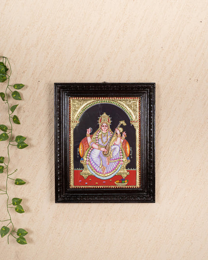 Tanjore Painting - Saraswathi - Flat (Gold Foil) - 15x12 inch - WL0461