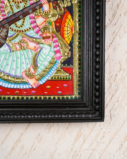 Tanjore Painting - Saraswathi - Flat (Gold Foil) - 15x12 inch - WL0461