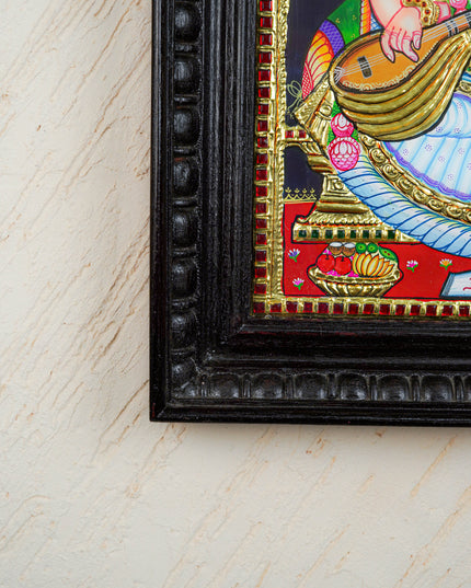 Tanjore Painting - Saraswathi - Flat (Gold Foil) - 15x12 inch - WL0461