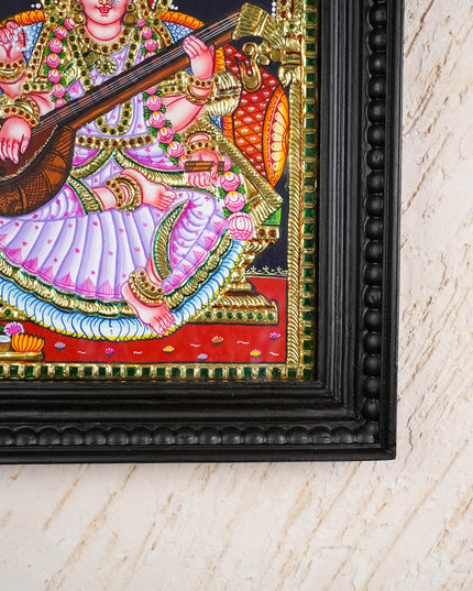Tanjore Painting - Saraswathi - Flat (Gold Foil) - 15x12 inch - WL0461