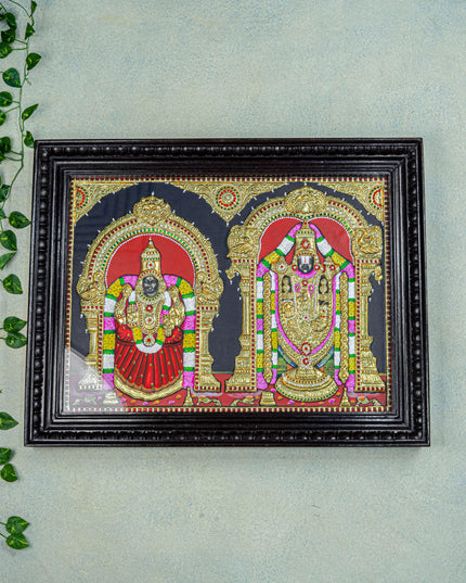 Tanjore Painting - Tirupathi Balaji Padmavathi Thayar - Semi Embossed - 24x18 inch - WL0473