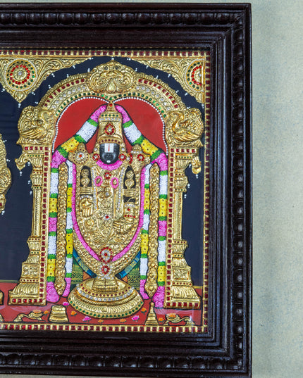 Tanjore Painting - Tirupathi Balaji Padmavathi Thayar - Semi Embossed - 24x18 inch - WL0473