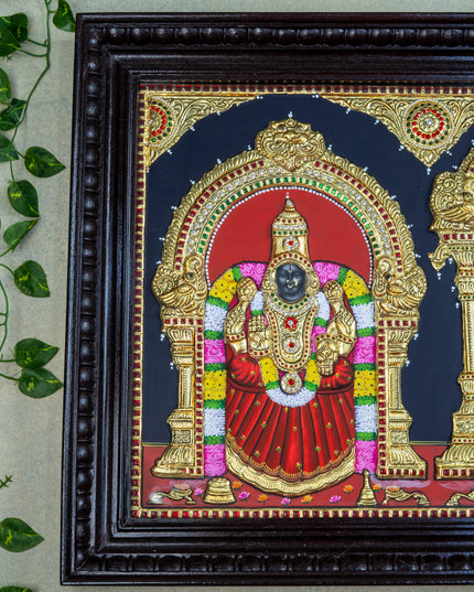 Tanjore Painting - Tirupathi Balaji Padmavathi Thayar - Semi Embossed - 24x18 inch - WL0473