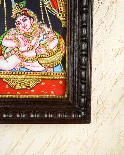 Tanjore Painting - Jhoola Krishna - Flat (Gold Foil) - 10x8 inch - WL0485