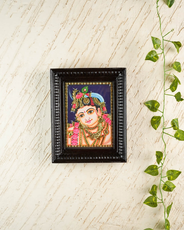 Tanjore Painting - Krishna - Flat (Gold foil) - 8x6 inch - WL0846