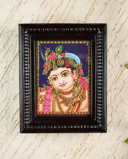 Tanjore Painting - Krishna - Flat (Gold foil) - 8x6 inch - WL0846