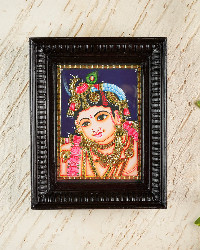 Tanjore Painting - Krishna - Flat (Gold foil) - 8x6 inch - WL0846