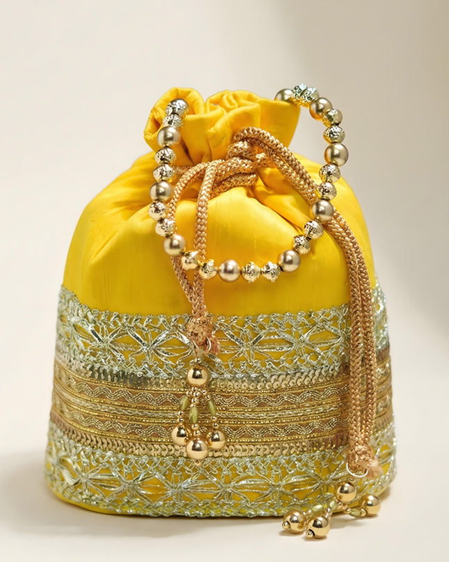 Potli Bag with Layered Embroidery and Zari work - WL1016