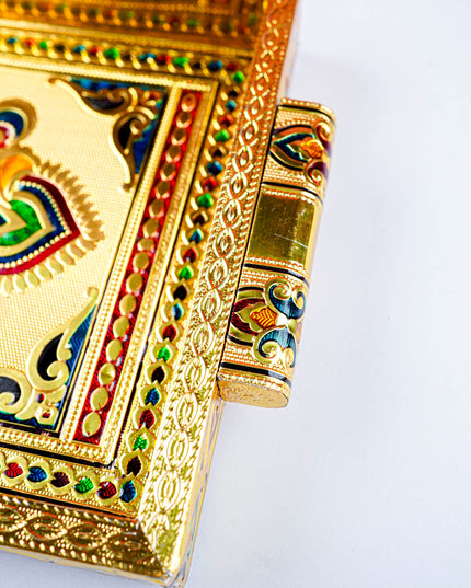 Meenakari Tray with Deepam Design - 12X8Inches - WL1043