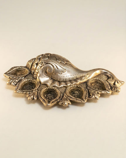 Brass Shank Shaped Diya - WL1203