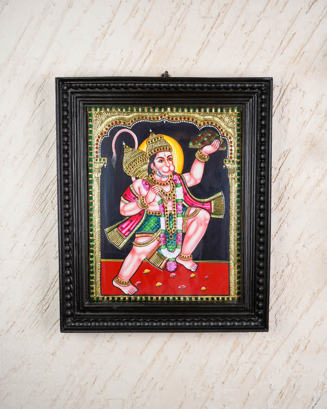 Tanjore Painting - Hanuman - Flat (Gold Foil) - 15x12 inch - WL1675