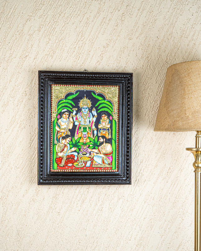 Tanjore Painting - Satyanarayana - Flat (Gold Foil) - 15x12inch  - WL1720