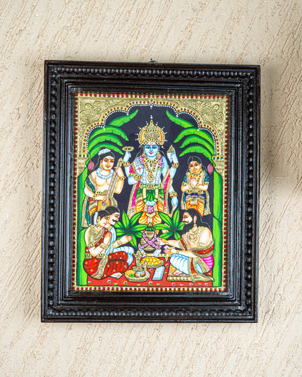 Tanjore Painting - Satyanarayana - Flat (Gold Foil) - 15x12inch  - WL1720