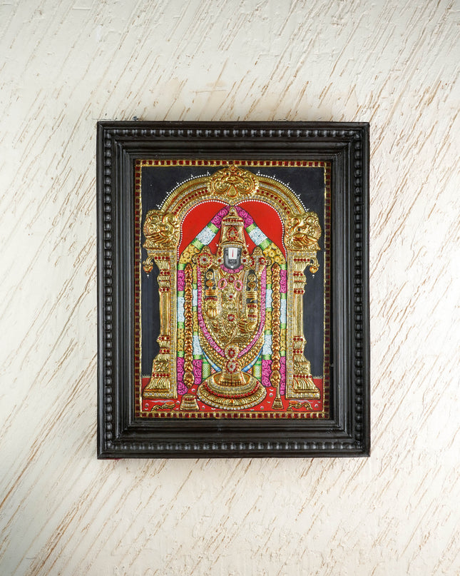 Tanjore Painting - Tirupathi Balaji - Semi Embossed - 18x14 inch - WL1734