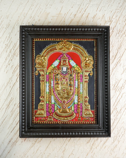 Tanjore Painting - Tirupathi Balaji - Semi Embossed - 18x14 inch - WL1734