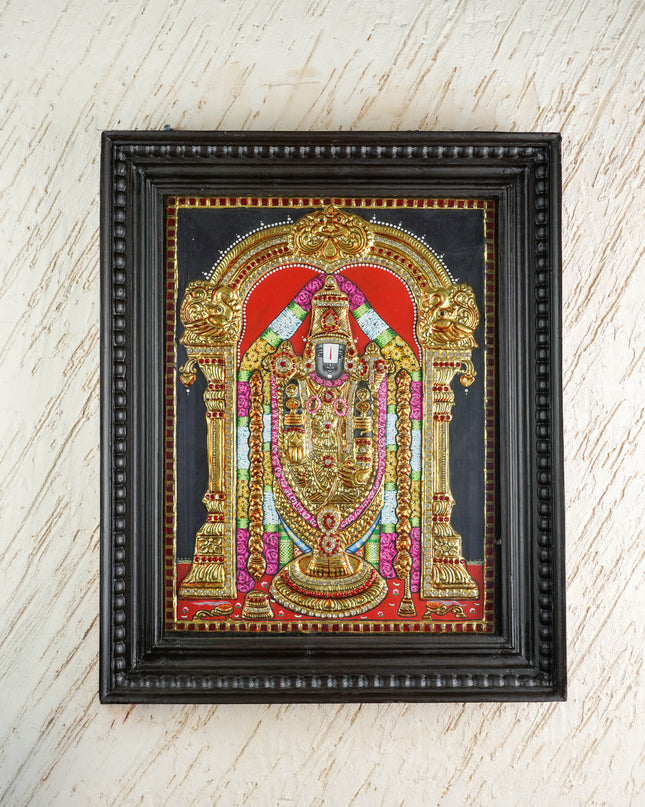 Tanjore Painting - Tirupathi Balaji - Semi Embossed - 18x14 inch - WL1734