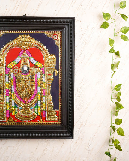 Tanjore Painting - Tirupathi Balaji - Semi Embossed - 18x15 inch - WL1734