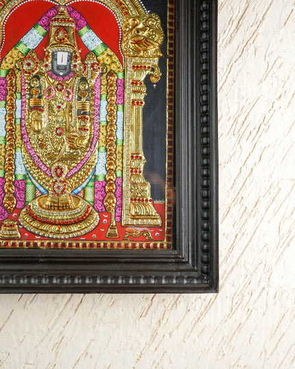 Tanjore Painting - Tirupathi Balaji - Semi Embossed - 18x14 inch - WL1734