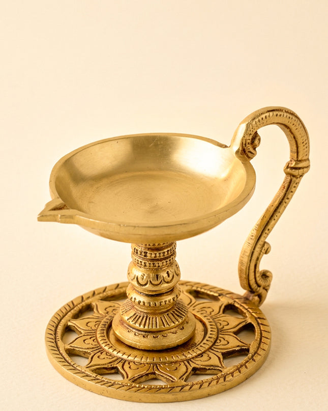 Brass Diya With Handle - WL1810
