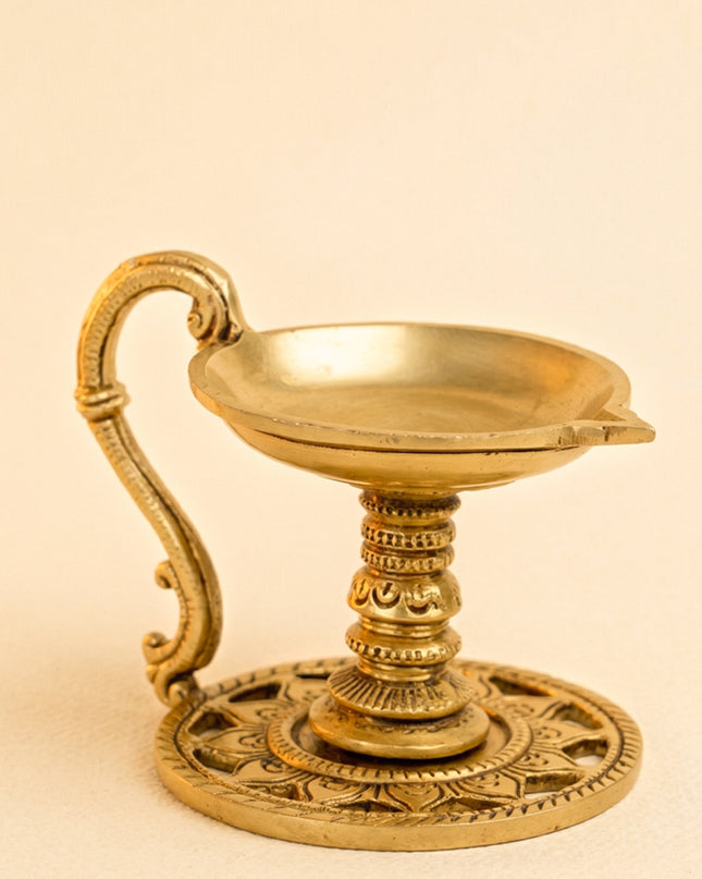 Brass Diya With Handle - WL1810