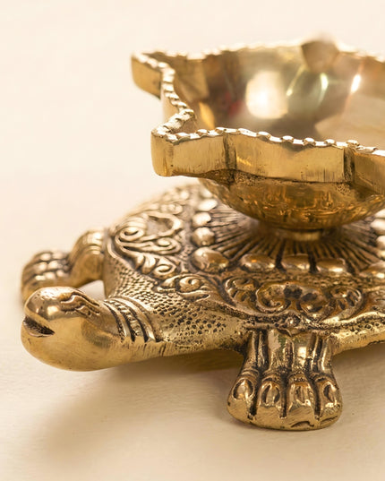 Brass Tortoise 5 Face Diya (Black Antique Finish) - WL1817
