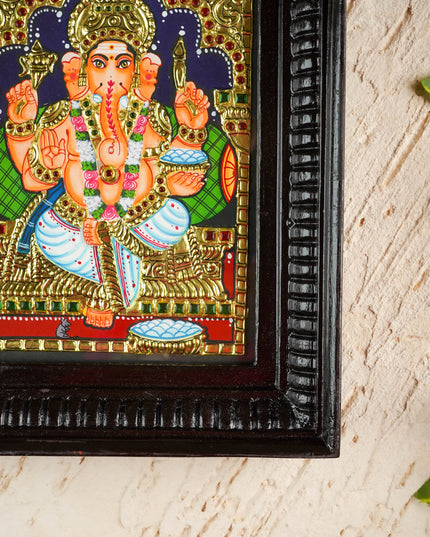Tanjore Painting - Ganesha - Flat (Gold Foil) - 8x6 inch - WL1821