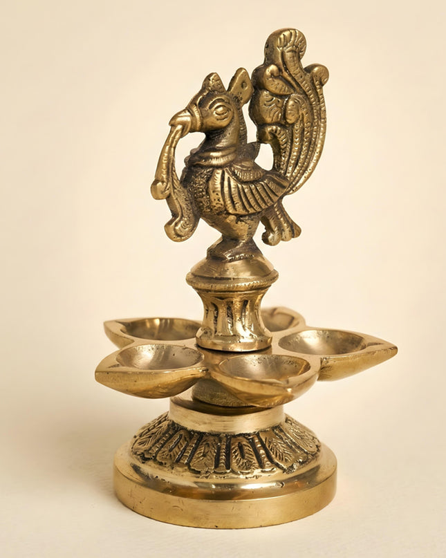 Brass Peacock 5 Face Diya - WL1840