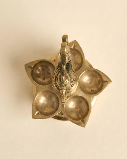 Brass Peacock 5 Face Diya - WL1840