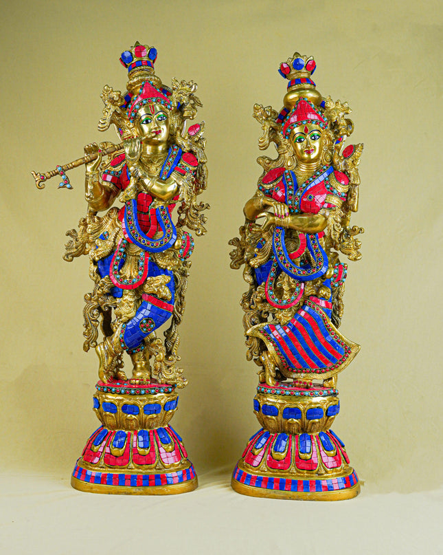 Brass Radha Krishna Figurine - 30 inch - WL1956