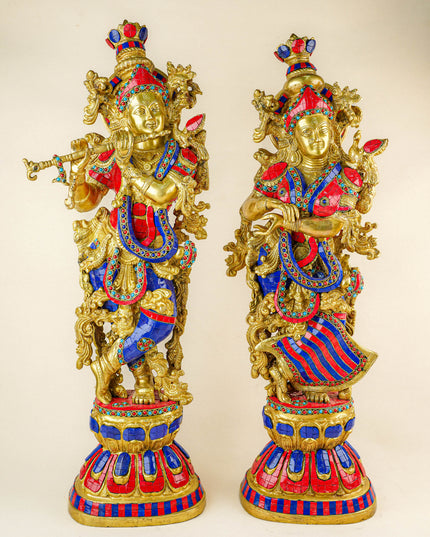 Brass Radha Krishna Figurine - 30 inch - WL1956
