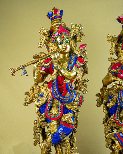 Brass Radha Krishna Figurine - 30 inch - WL1956