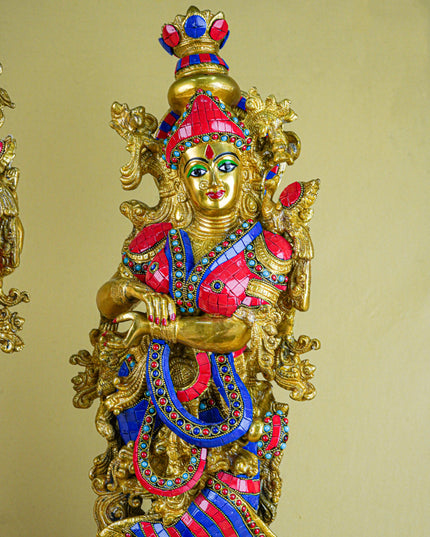 Brass Radha Krishna Figurine - 30 inch - WL1956