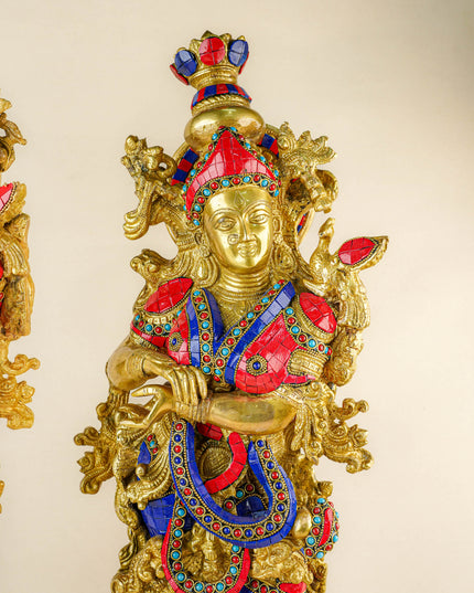 Brass Radha Krishna Figurine - 30 inch - WL1956
