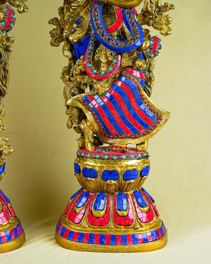 Brass Radha Krishna Figurine - 30 inch - WL1956