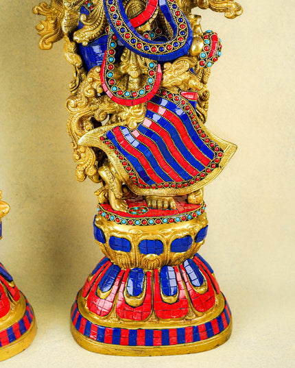 Brass Radha Krishna Figurine - 30 inch - WL1956