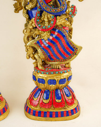 Brass Radha Krishna Figurine - 30 inch - WL1956
