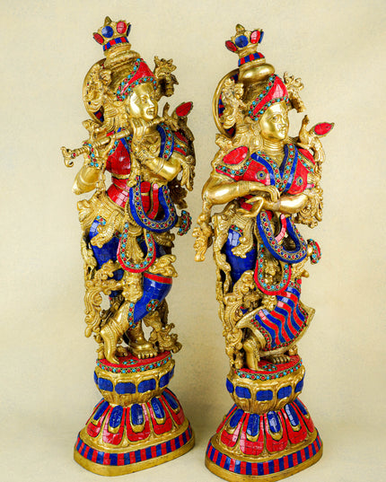 Brass Radha Krishna Figurine - 30 inch - WL1956