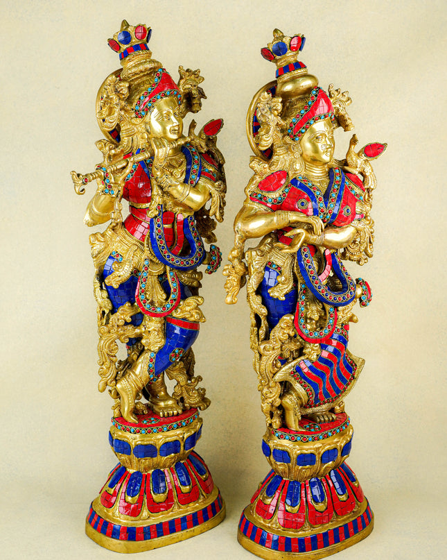 Brass Radha Krishna Figurine - 30 inch - WL1956