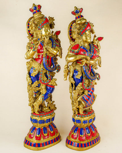 Brass Radha Krishna Figurine - 30 inch - WL1956