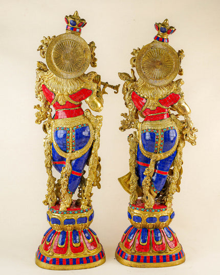 Brass Radha Krishna Figurine - 30 inch - WL1956