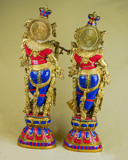 Brass Radha Krishna Figurine - 30 inch - WL1956