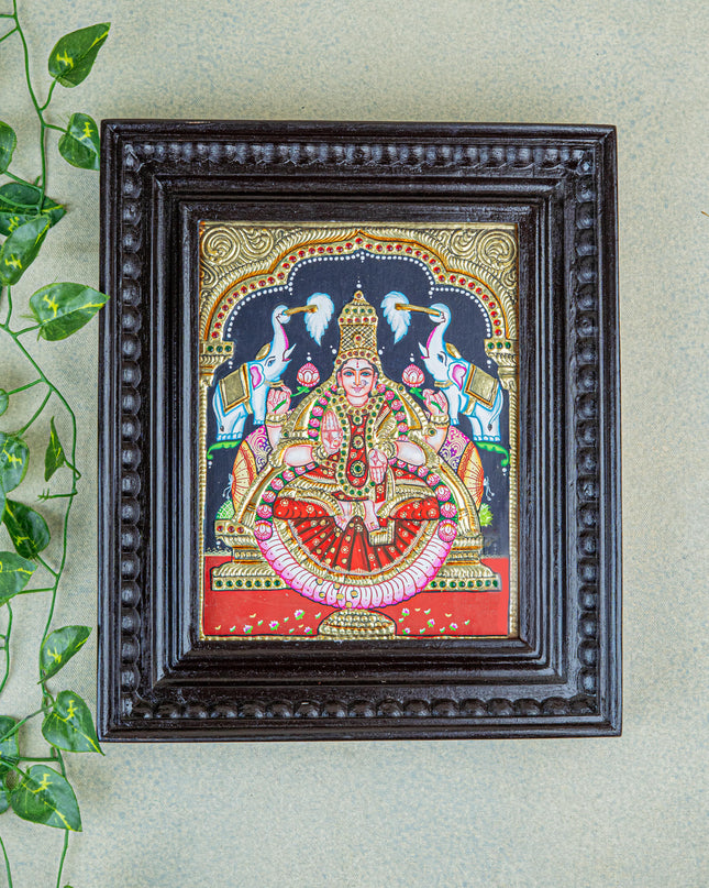 Tanjore Painting - Gajalakshmi - Flat (Gold Foil) - 10x8 inch - WL2054