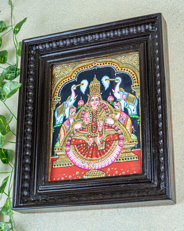 Tanjore Painting - Gajalakshmi - Flat (Gold Foil) - 10x8 inch - WL2054