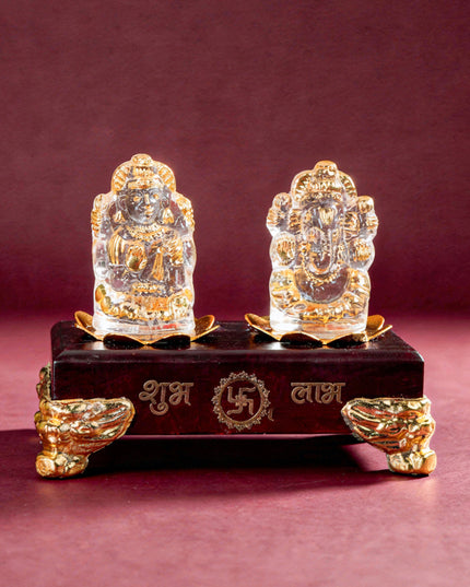 Glass Ganesh-Lakshmi Idol - WL2205