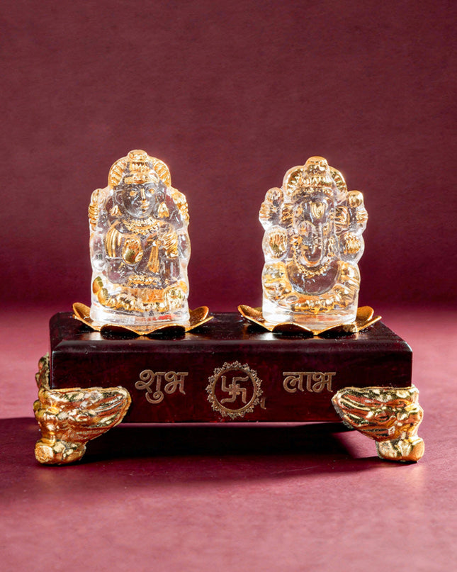 Glass Ganesh-Lakshmi Idol - WL2205