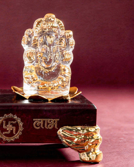 Glass Ganesh-Lakshmi Idol - WL2205