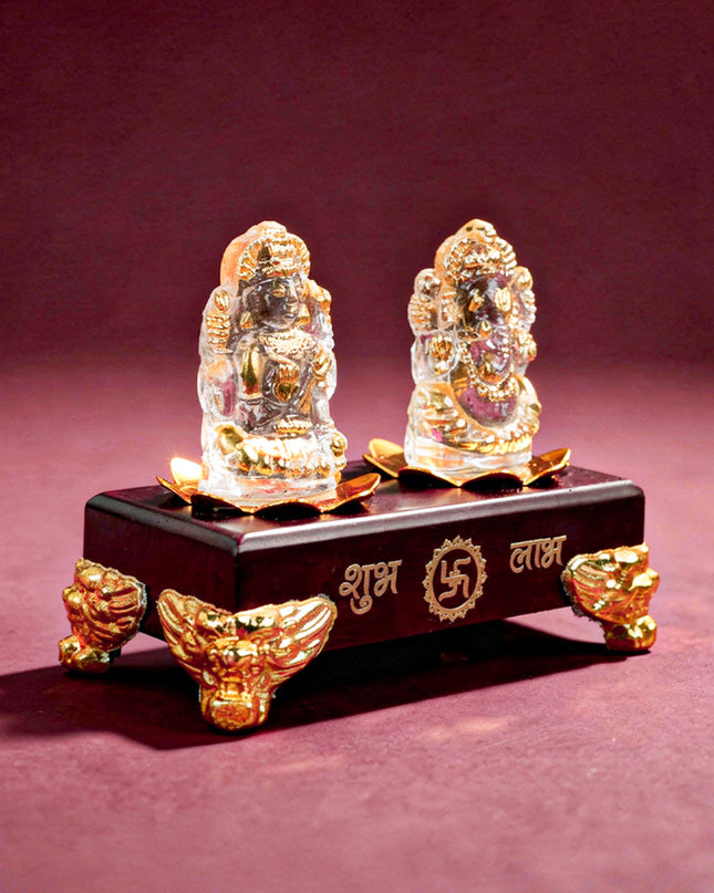 Glass Ganesh-Lakshmi Idol - WL2205