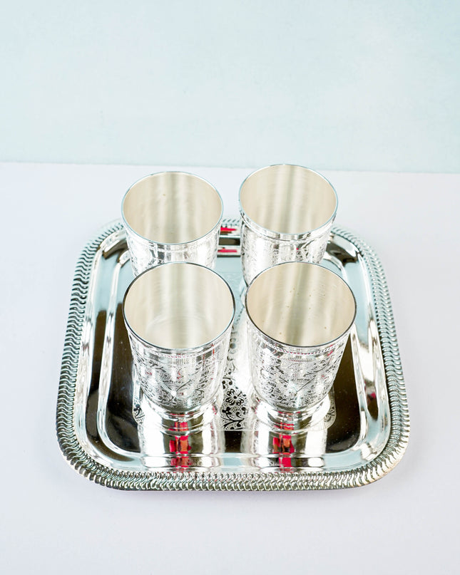 Brass Glass Set with Tray - WL2222
