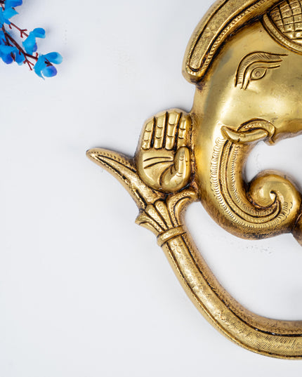 Brass Wall Hanging Ganesh Face with Om - WL2229