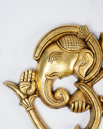 Brass Wall Hanging Ganesh Face with Om - WL2229